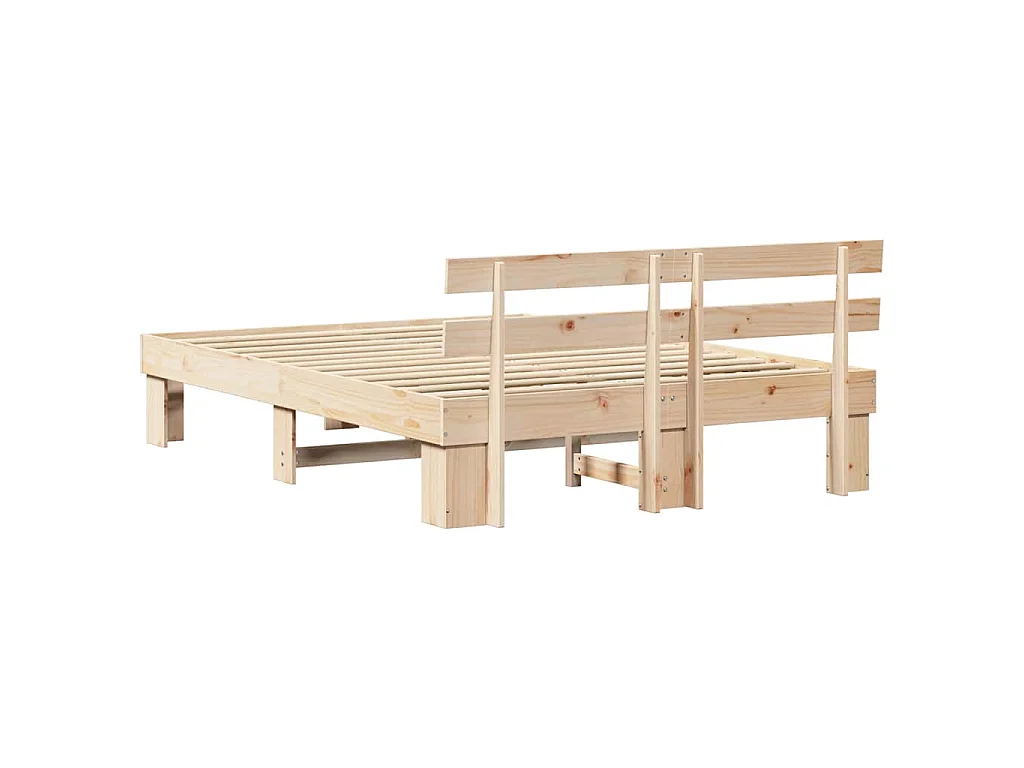 Bedframe met hoofdeinde Naturel 140 x 200 cm Massief grenenhout