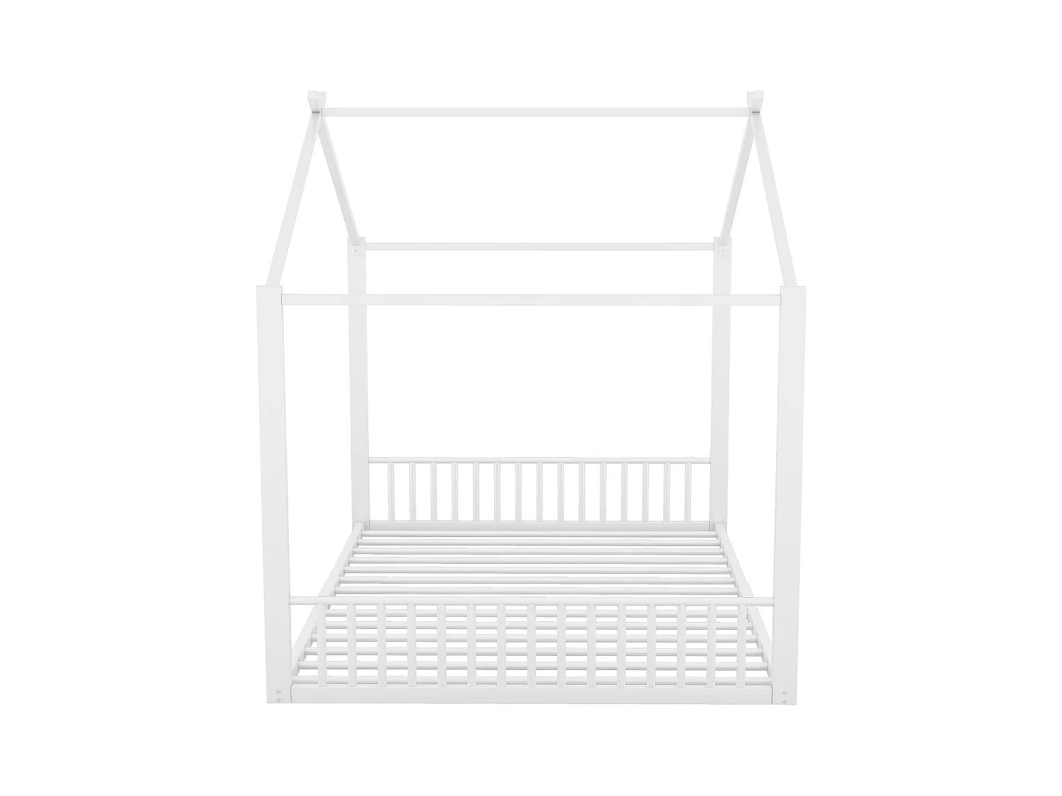 Cama infantil 140x200 cm metal MDF forma casa dormitorio niño niña blanco