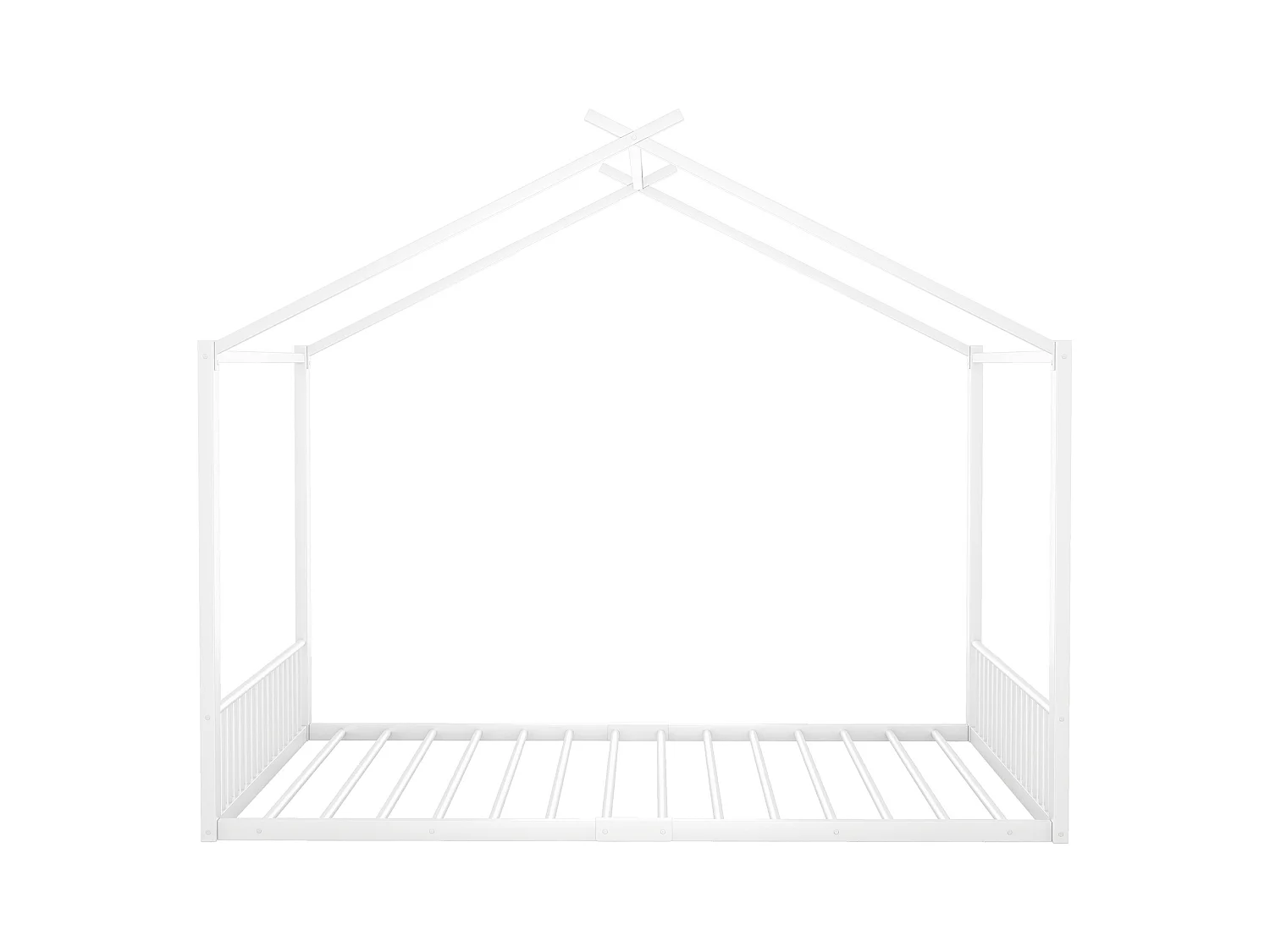 Cama infantil 140x200 cm metal MDF forma casa dormitorio niño niña blanco