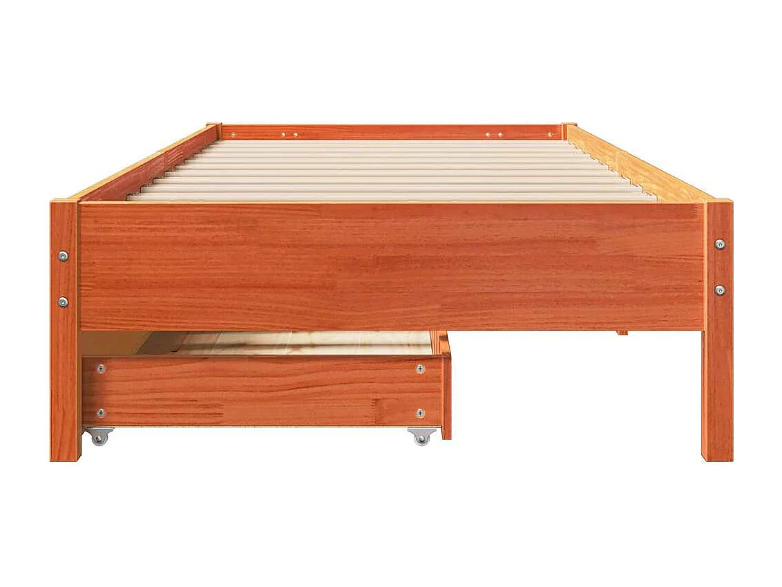 Massivholzbett ohne Matratze Wachsbraun 90x200 Kiefernholz