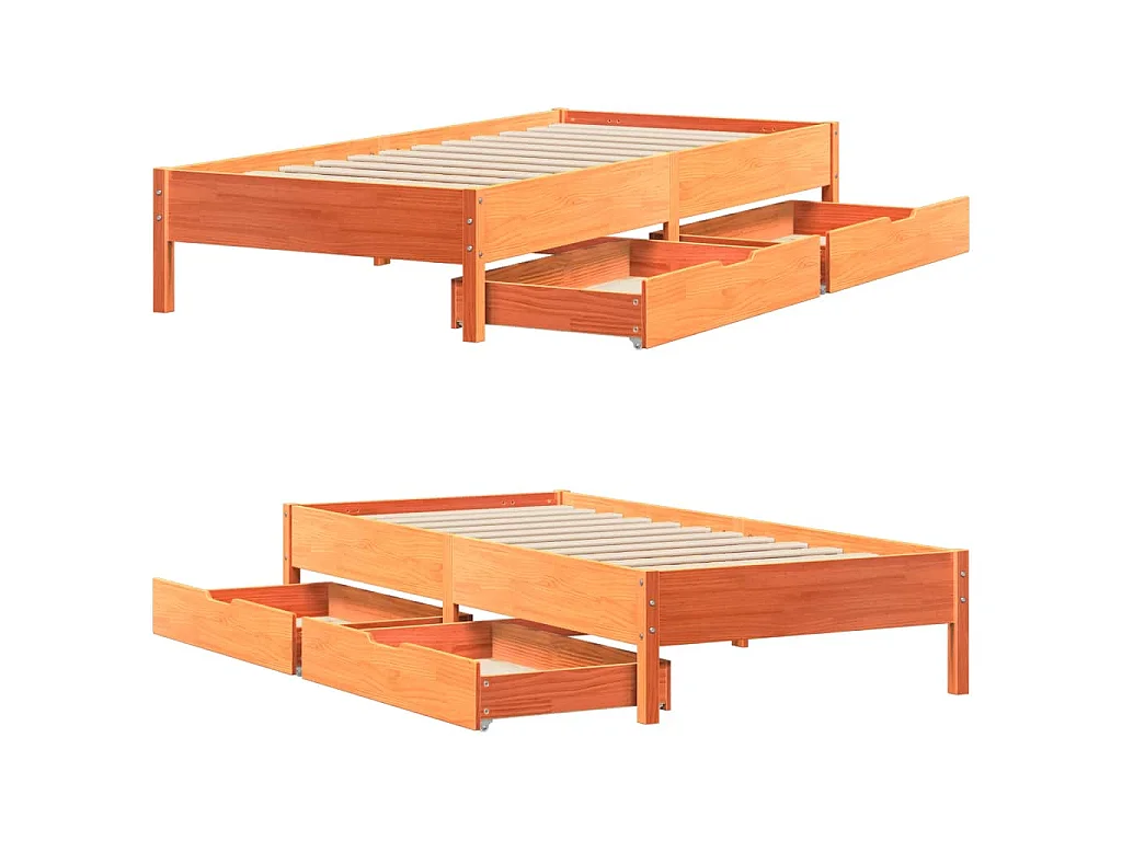 Cadre de lit sans matelas cire marron 90x200 cm bois pin massif