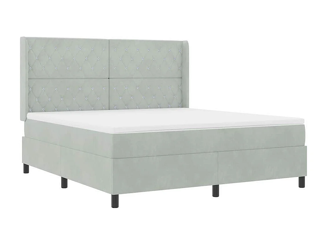 LED Boxspringbett mit Matratze Hellgrau 180 x 200 cm Samt