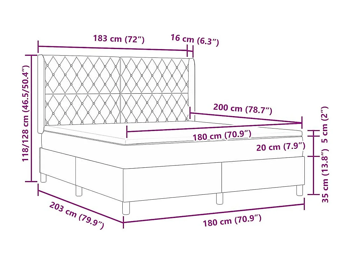 LED Boxspringbett mit Matratze Hellgrau 180 x 200 cm Samt