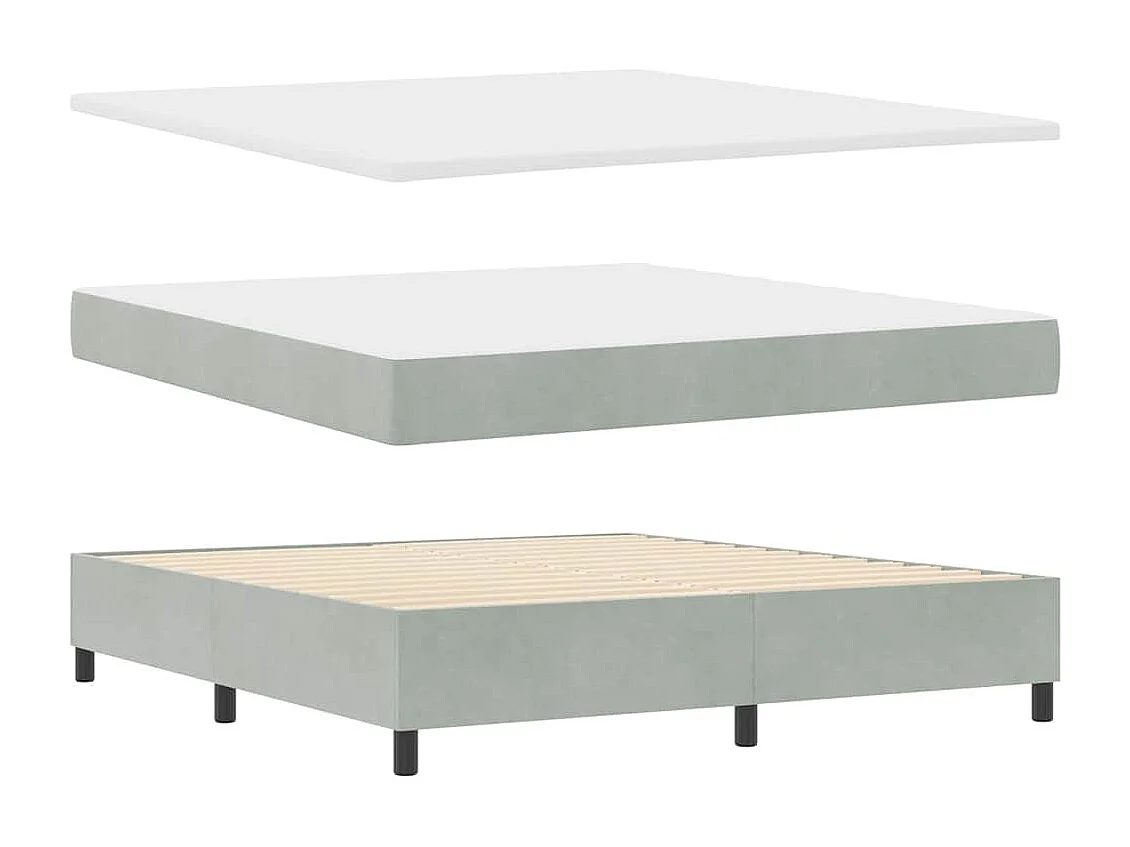 LED Boxspringbett mit Matratze Hellgrau 180 x 200 cm Samt