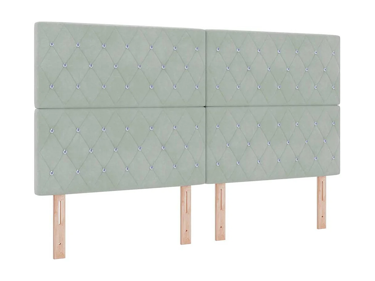 LED Boxspringbett mit Matratze Hellgrau 180 x 200 cm Samt