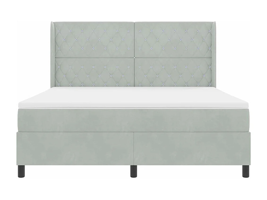 LED Boxspringbett mit Matratze Hellgrau 180 x 200 cm Samt