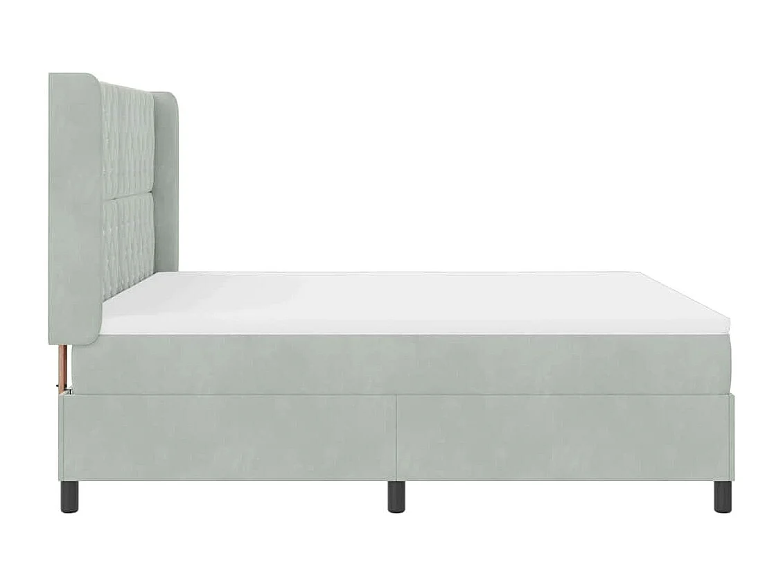 LED Boxspringbett mit Matratze Hellgrau 180 x 200 cm Samt