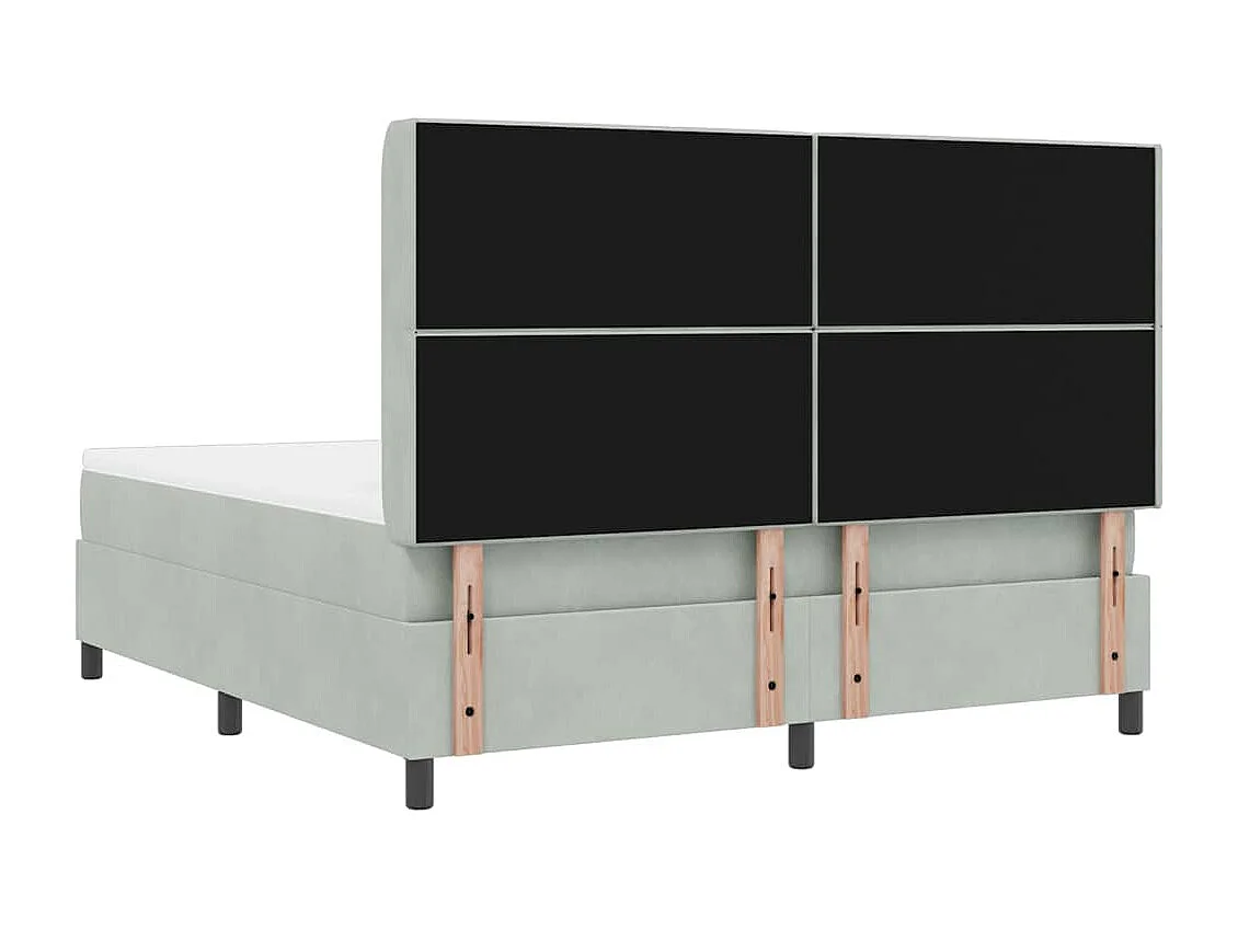LED Boxspringbett mit Matratze Hellgrau 180 x 200 cm Samt