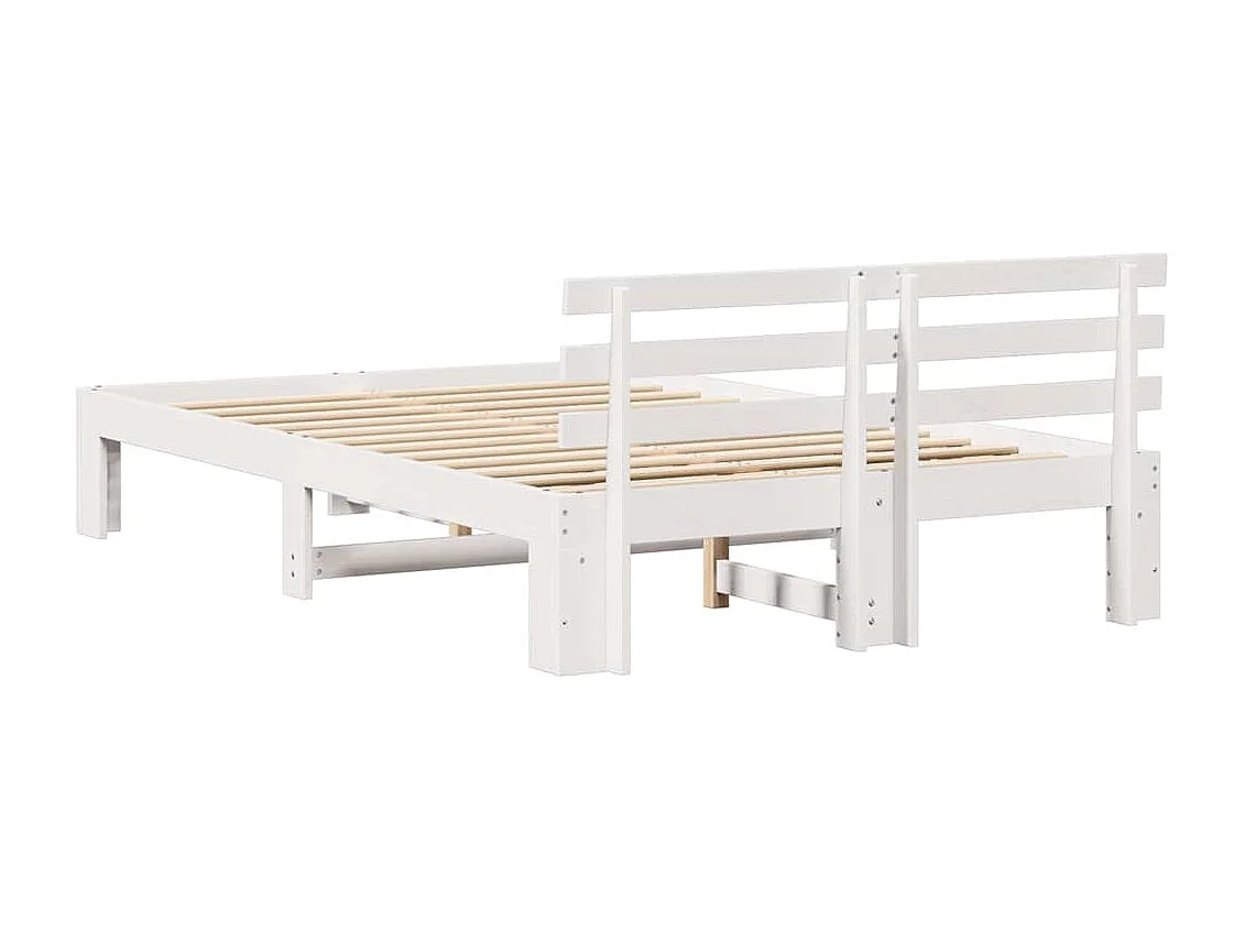 Cadre de lit avec tête de lit Blanc 140 x 190 cm Pin massif