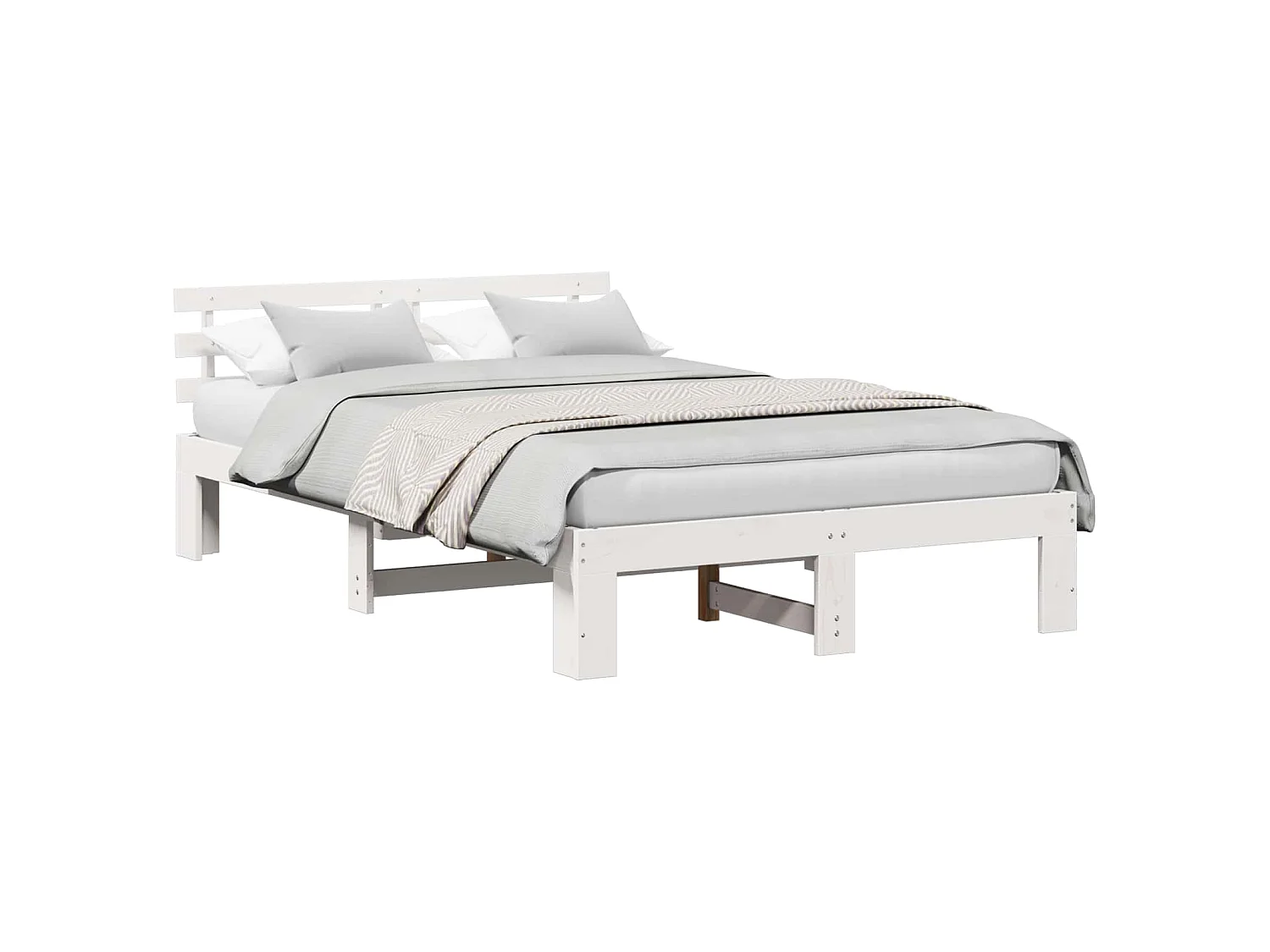 Cadre de lit avec tête de lit Blanc 140 x 190 cm Pin massif