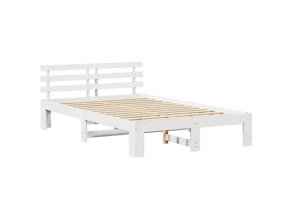 Cadre de lit avec tête de lit Blanc 140 x 190 cm Pin massif