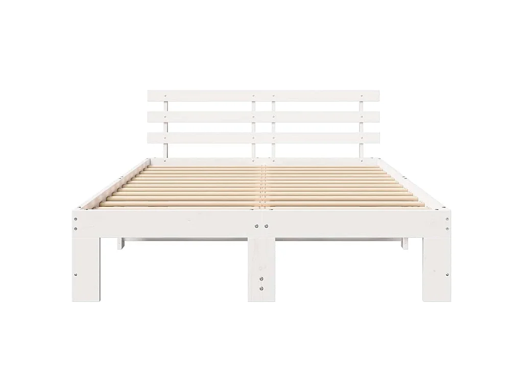 Cadre de lit avec tête de lit Blanc 140 x 190 cm Pin massif