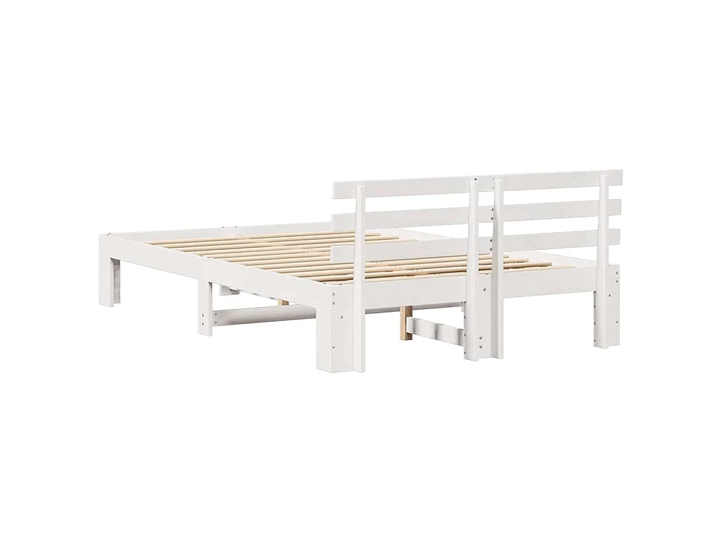Cadre de lit avec tête de lit Blanc 140 x 190 cm Pin massif