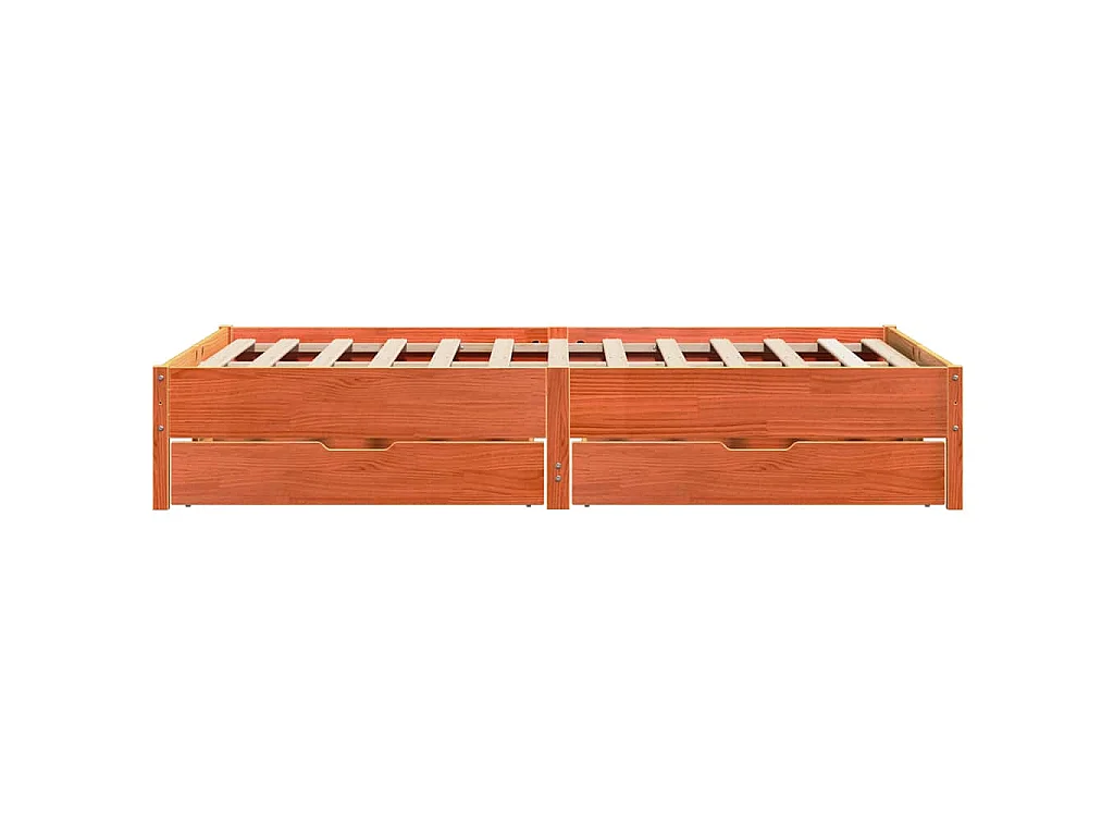 Cama sem colchão 150x200 cm madeira pinho maciça castanho-mel