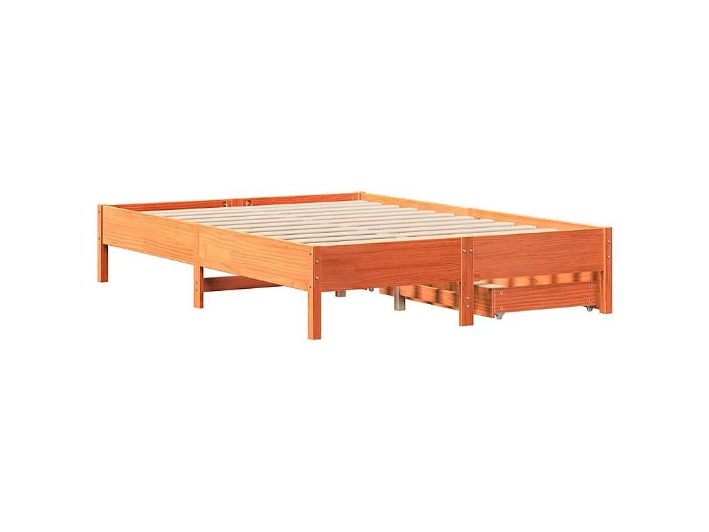 Cama sem colchão 150x200 cm madeira pinho maciça castanho-mel