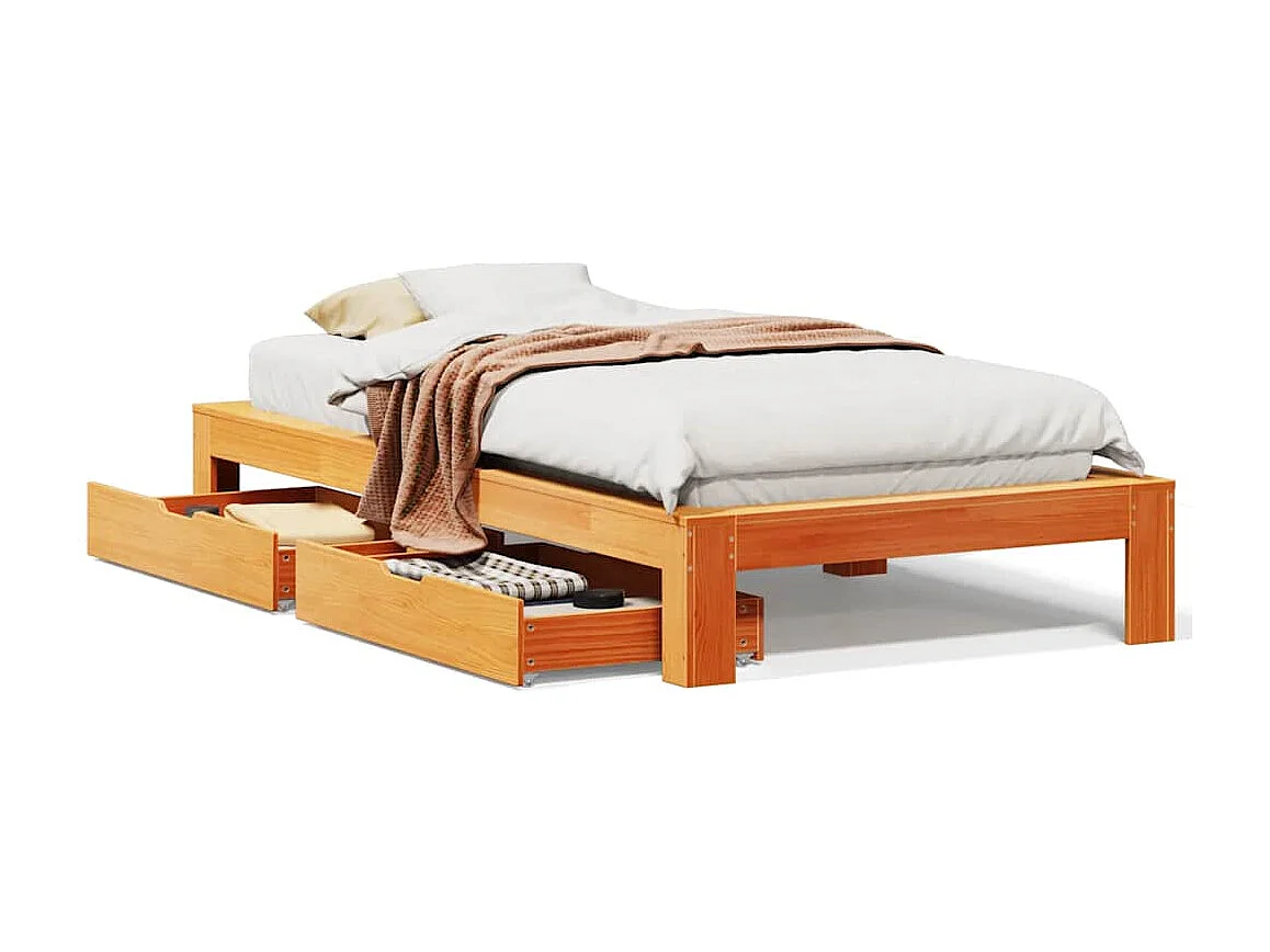 Cadre de lit sans matelas cire marron 100x200cm bois pin massif