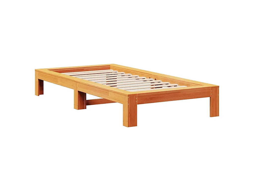 Cadre de lit sans matelas cire marron 100x200cm bois pin massif