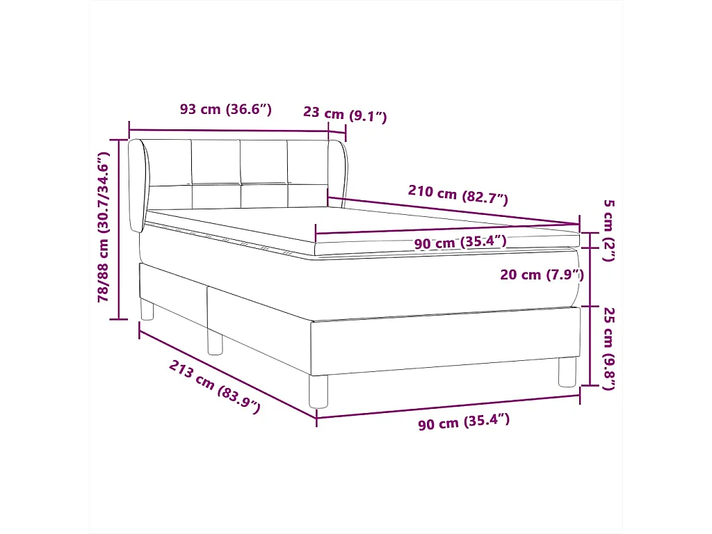 Sommier à lattes de lit et matelas vert foncé 90x210 cm velours