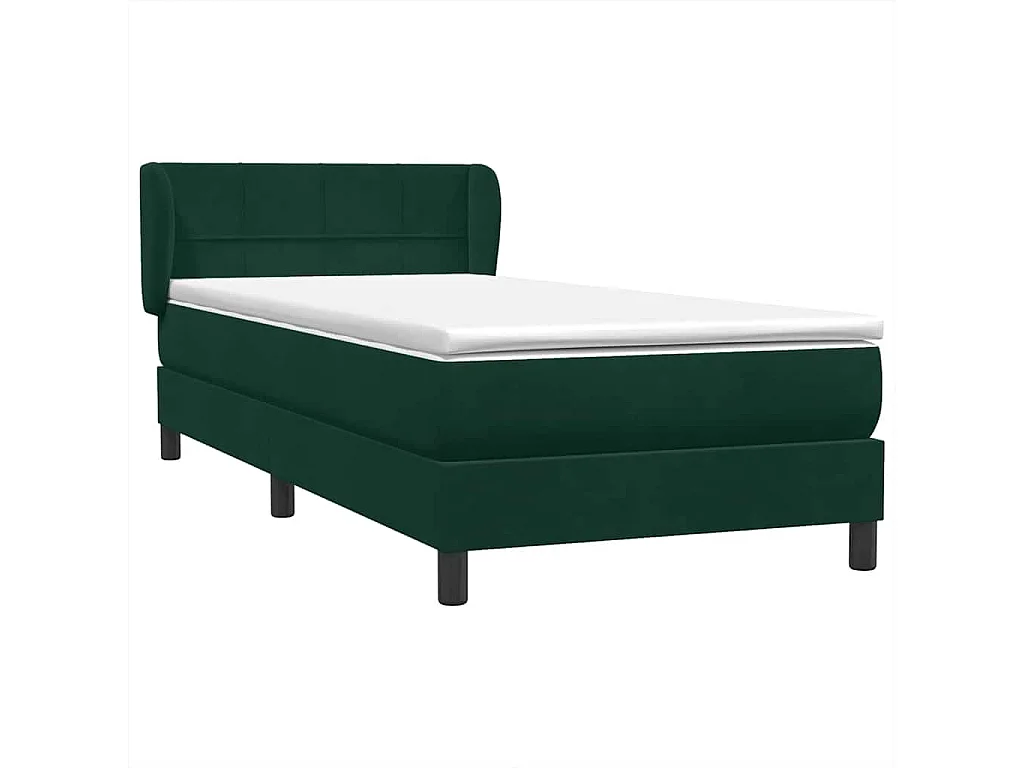 Giroletto a Molle con Materasso Verde Scuro 90x210 cm Velluto