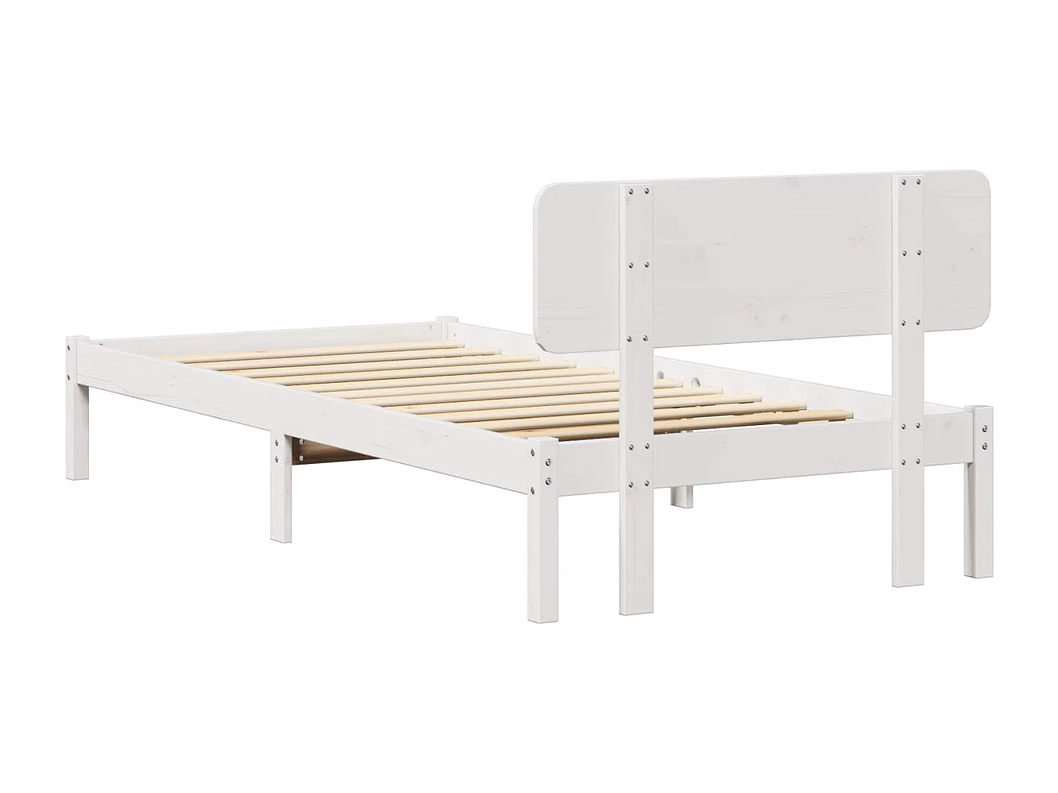 Bedframe met hoofdeinde Wit 90 x 200 cm Massief grenenhout