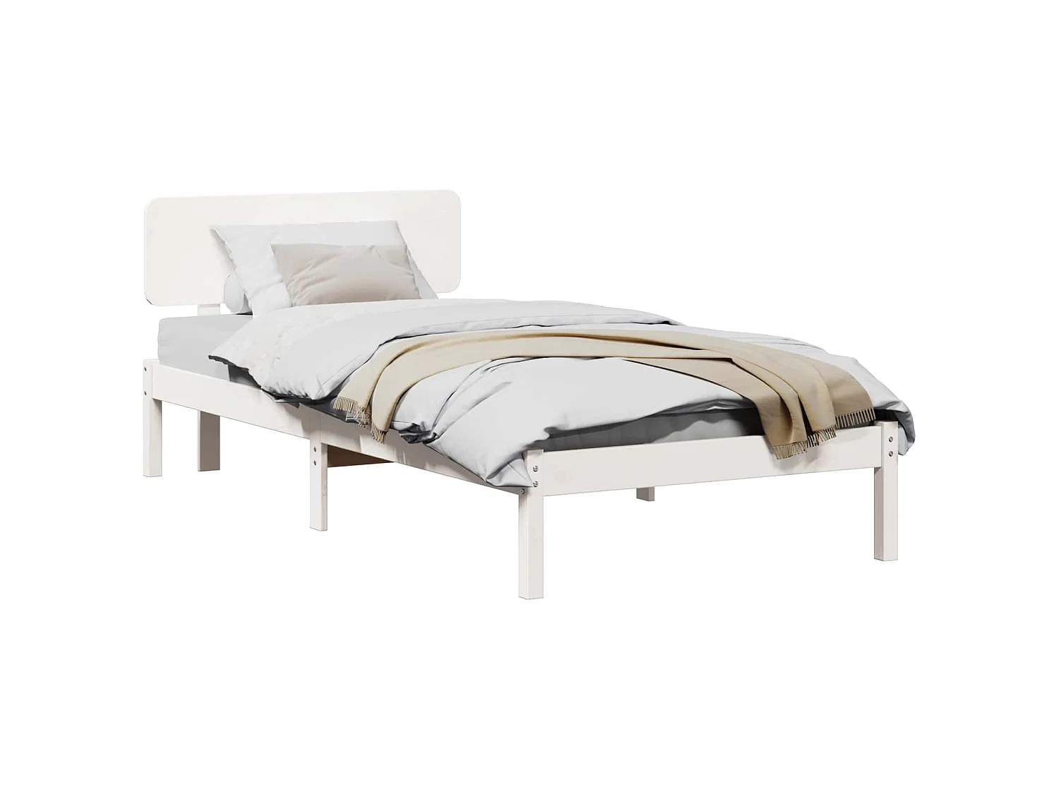 Bedframe met hoofdeinde Wit 90 x 200 cm Massief grenenhout