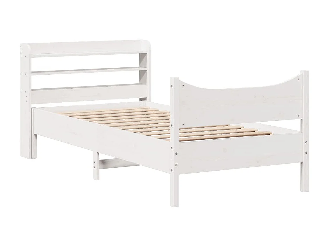 Estrutura de cama com cabeceira 100x200cm pinho maciço branco