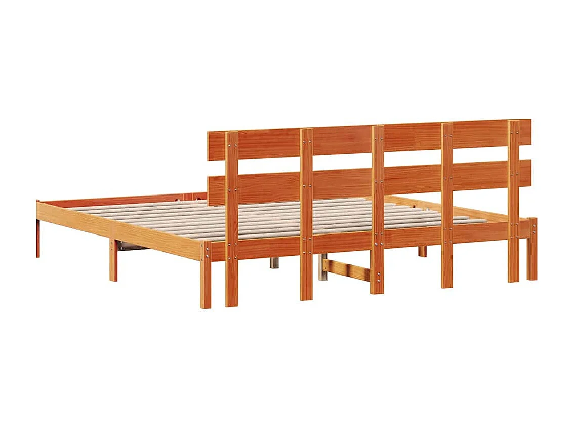 Estructura de cama Marrón 180 x 200 cm Madera maciza de Pino