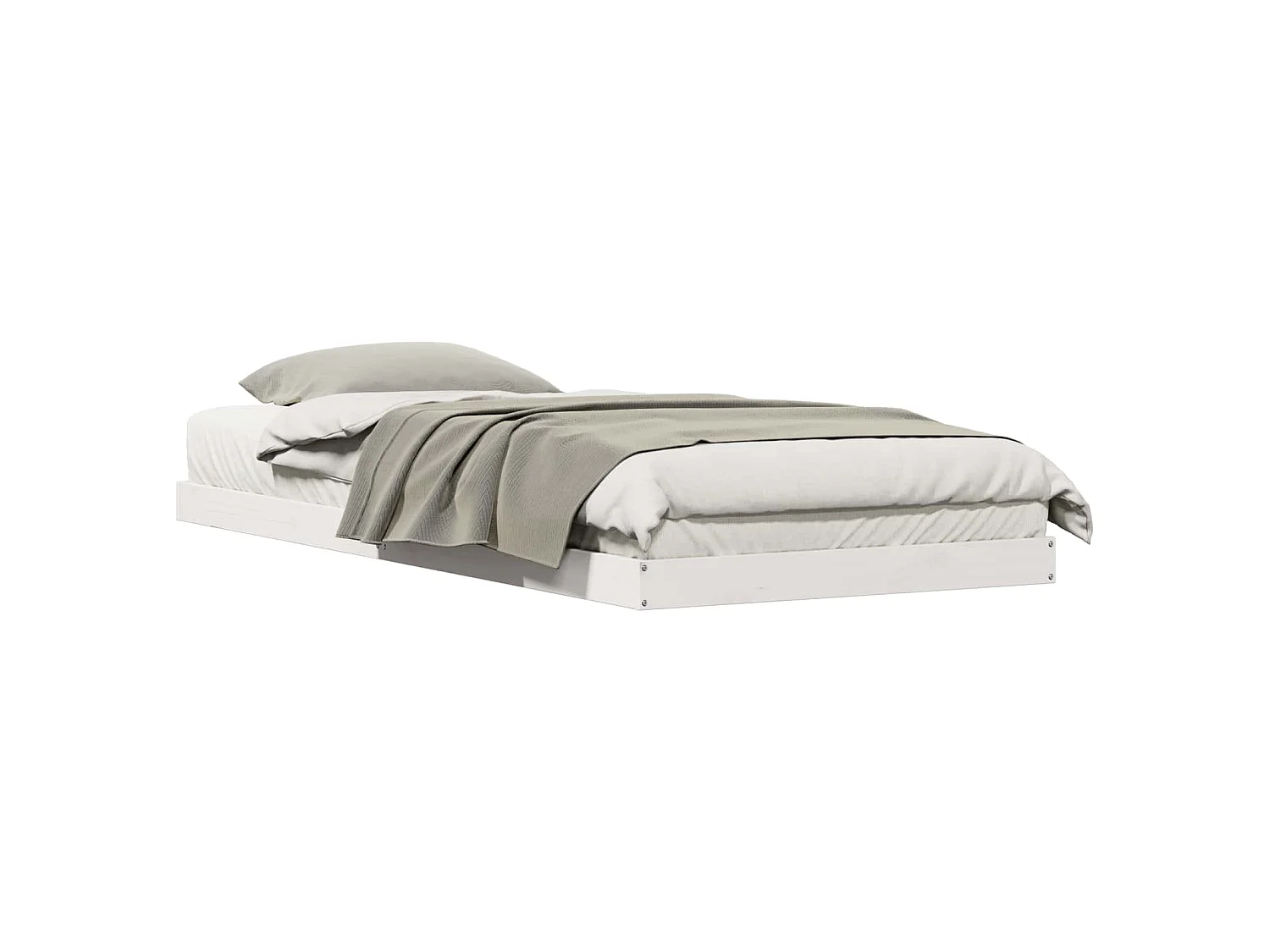 Cadre de lit surélevé Blanc 80 x 210 cm Pin massif