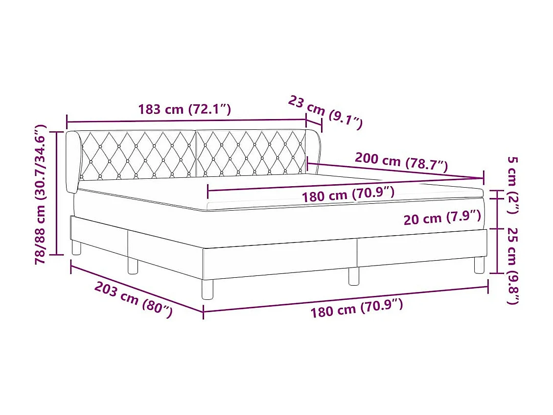 Cama tipo Box Spring Verde oscuro 180 x 200 cm Terciopelo