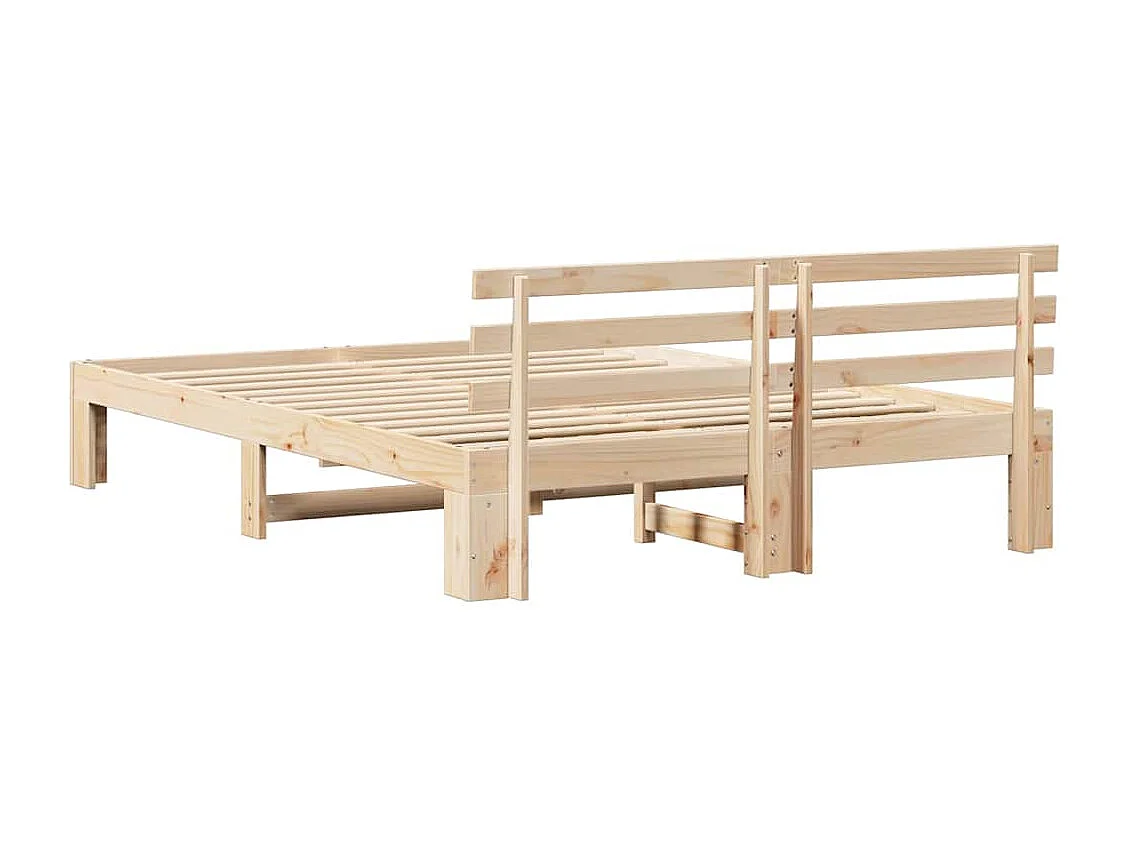 Bettrahmen mit Kopfteil Natur 150 x 200 cm Massives Kiefernholz