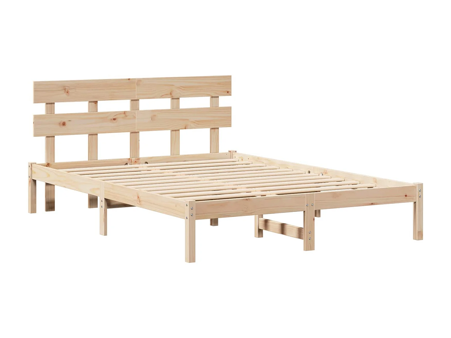 Bettgestell mit Kopfteil Braun 140 x 200 cm Massivholz Kiefer