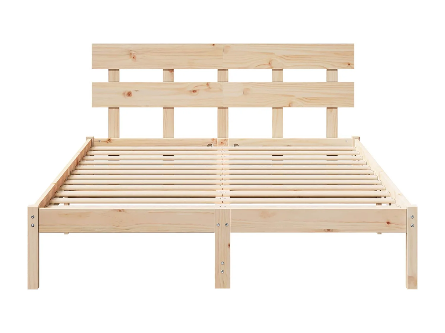 Bettgestell mit Kopfteil Braun 140 x 200 cm Massivholz Kiefer