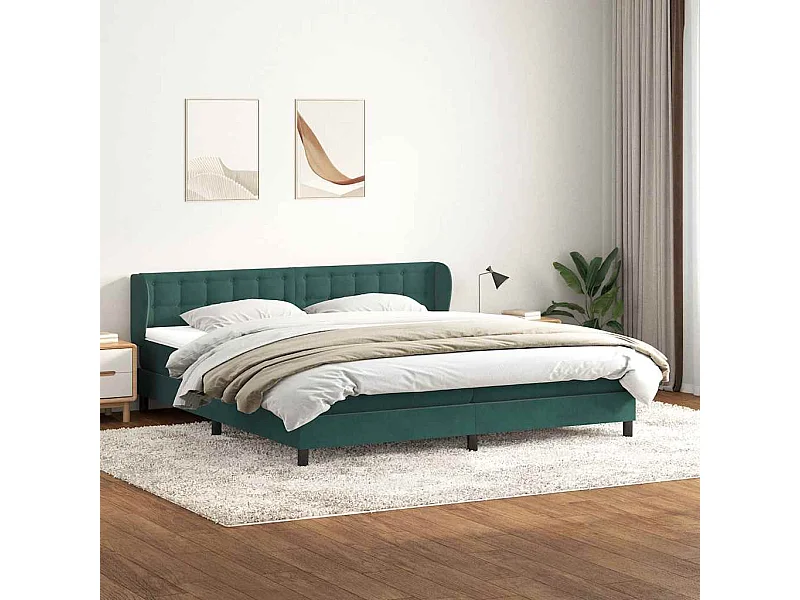 Giroletto a Molle con Materassi Verde Scuro 180x210 cm Velluto