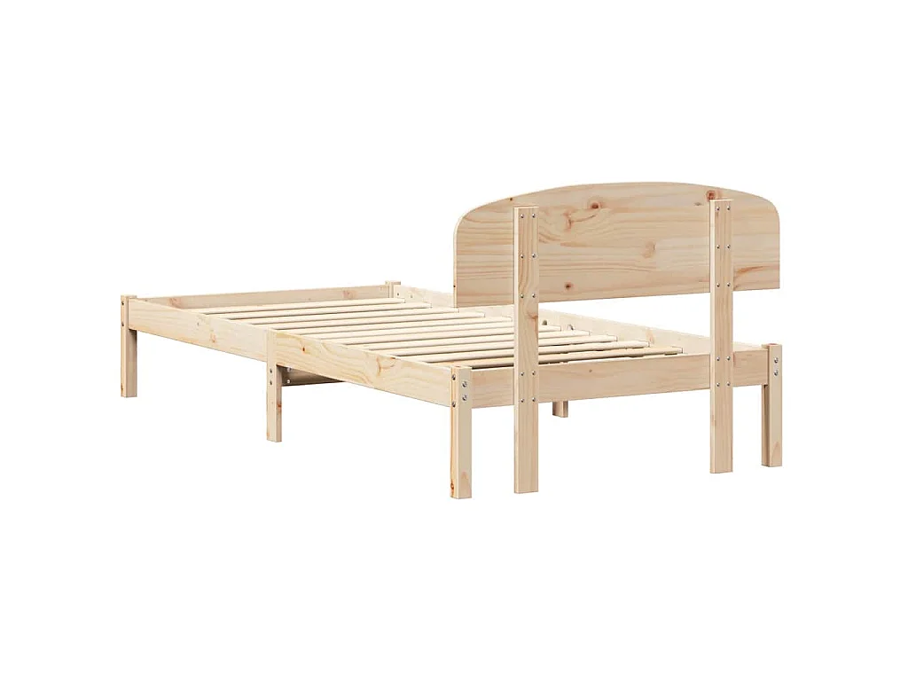 Bedframe met hoofdeinde Naturel 75 x 190 cm Massief grenenhout
