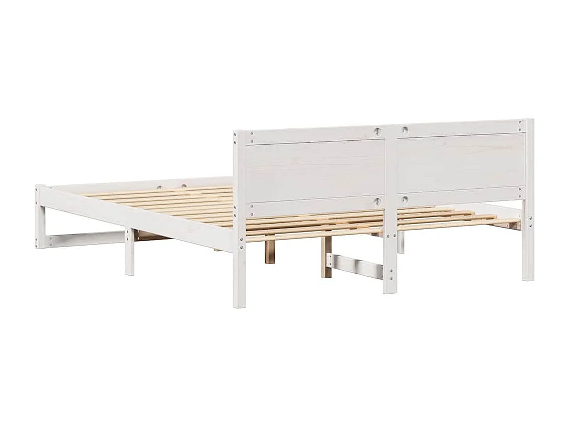 Cadre de lit avec tête de lit Blanc 160 x 200 cm Pin massif