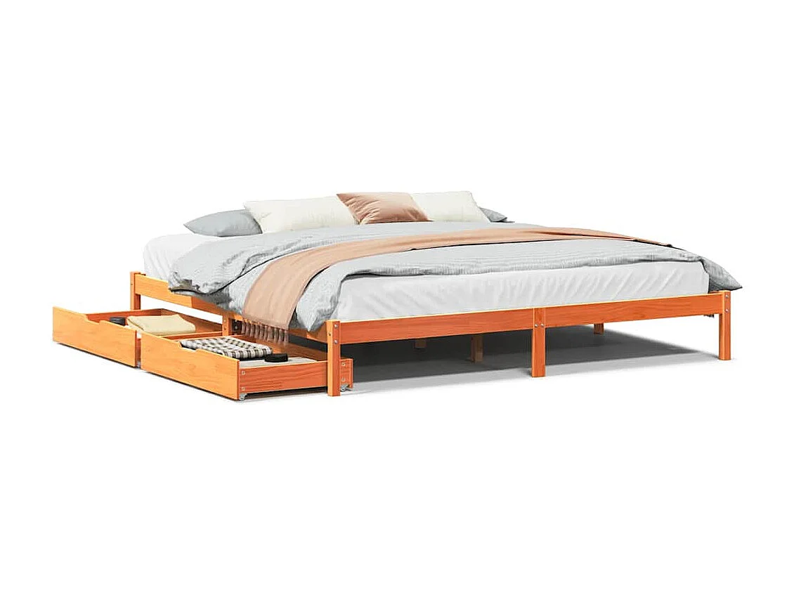 Bedframe zonder matras massief grenenhout wasbruin 200x200 cm