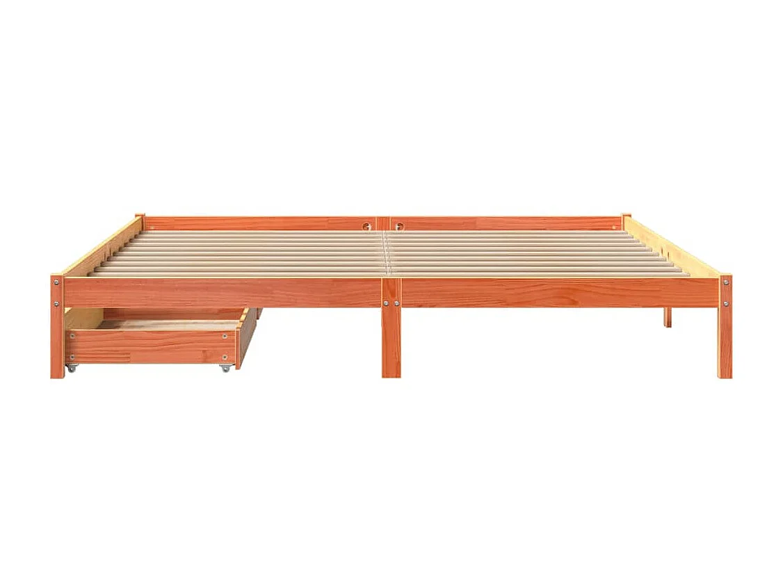 Bedframe zonder matras massief grenenhout wasbruin 200x200 cm