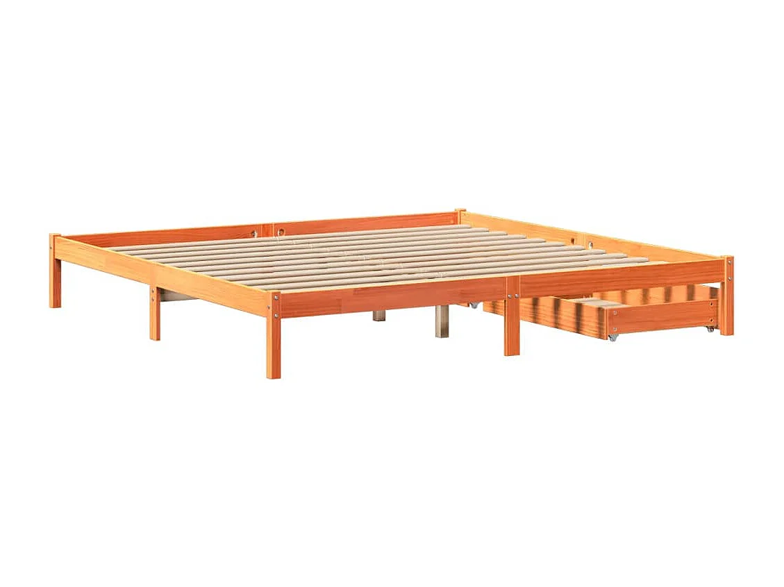 Bedframe zonder matras massief grenenhout wasbruin 200x200 cm