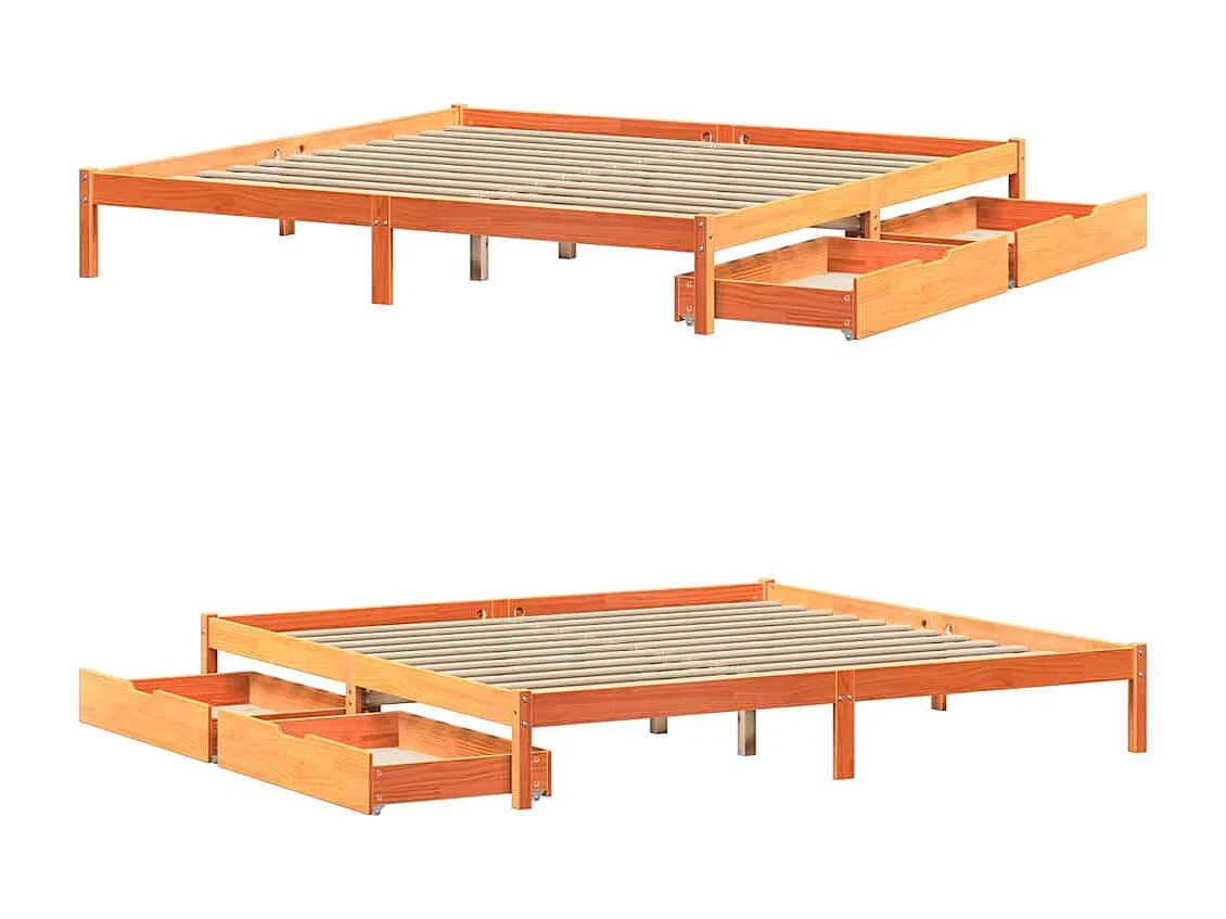 Bedframe zonder matras massief grenenhout wasbruin 200x200 cm