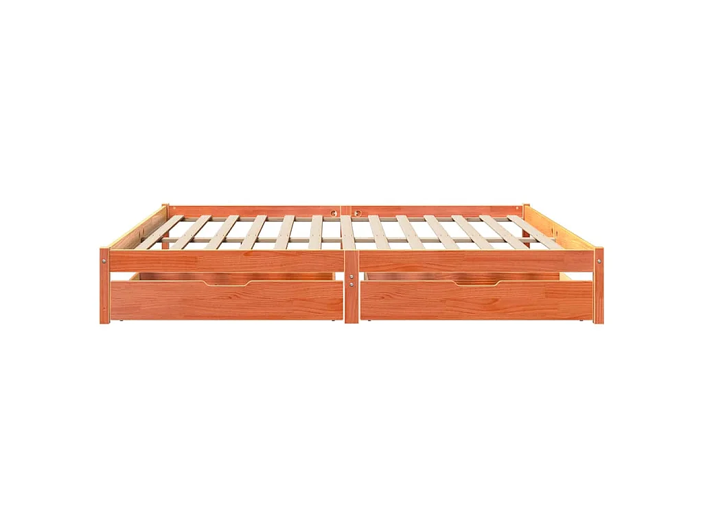 Cadre de lit sans matelas cire marron 200x200cm bois pin massif