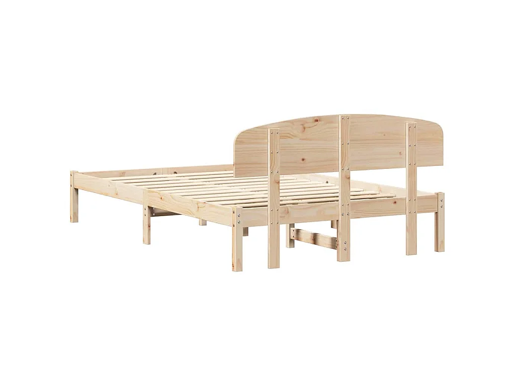 Bettrahmen mit Kopfteil Natur 140 x 190 cm Massives Kiefernholz