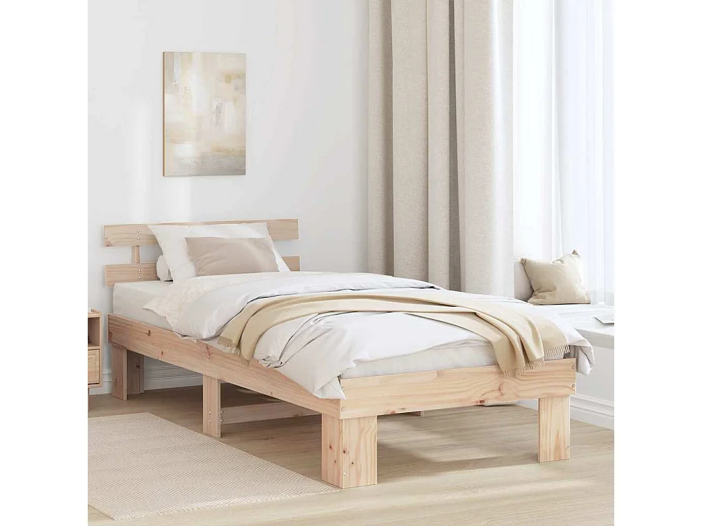 Estructura de cama Natural 90 x 200 cm Madera de pino macizo