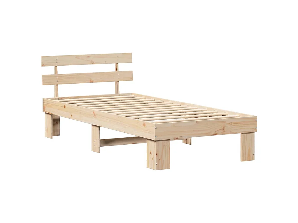 Cadre de lit avec tête de lit Naturel 90 x 200 cm Pin massif