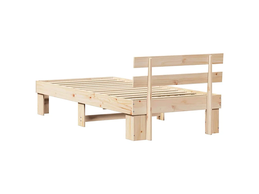 Cadre de lit avec tête de lit Naturel 90 x 200 cm Pin massif
