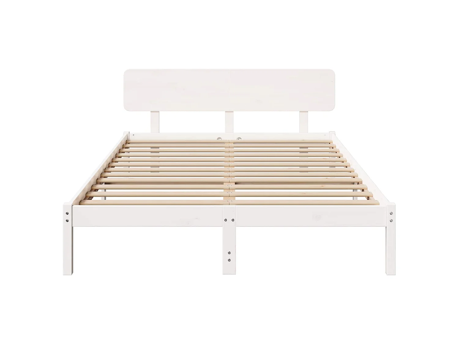 Bedframe met hoofdeinde Wit 140 x 200 cm Massief grenenhout