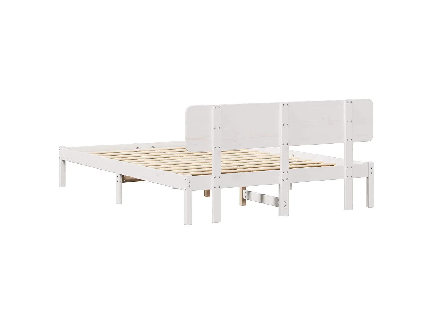 Bedframe met hoofdeinde Wit 140 x 200 cm Massief grenenhout