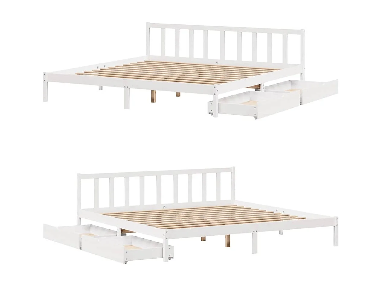 Cama sin colchón madera maciza de pino blanca 180x200 cm