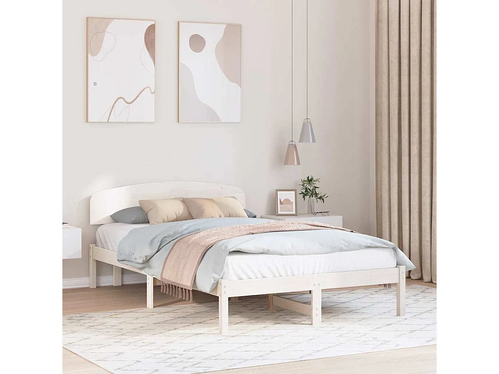 Struttura del letto Bianco 135 x 190 cm Pino massello