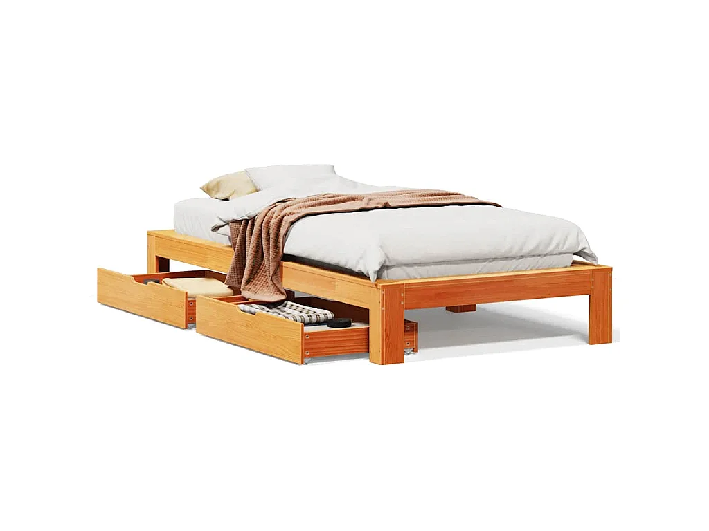 Cadre de lit sans matelas cire marron 90x200 cm bois pin massif