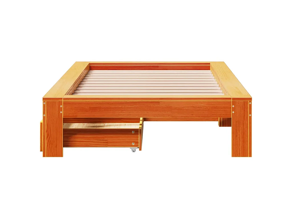 Cadre de lit sans matelas cire marron 90x200 cm bois pin massif